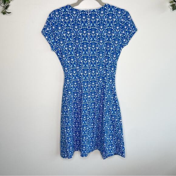 J MCLAUGHLIN Blue Floral Faux Wrap Mini Dress Size Small - Picture 7 of 7